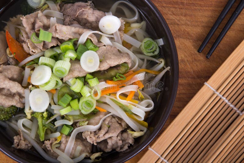 Vietnamese Beef Pho Soup Bowl Stock Photo Image of healthy, chopstick