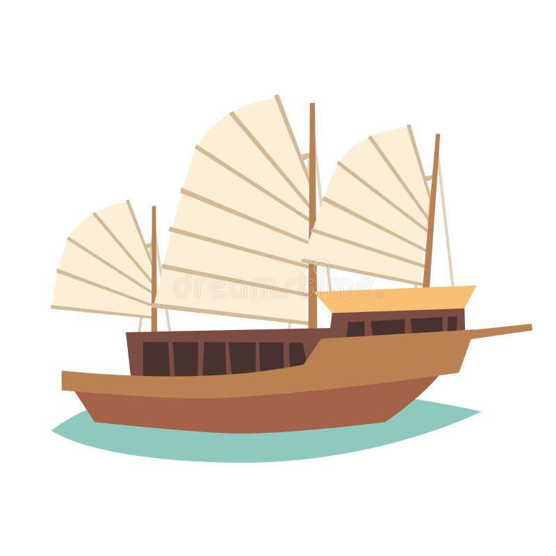 Vietnamese boat vector illustration. Asian old ship icon stock illustration Vietnamese boat vector illustration. Asian old ship icon stock illustration