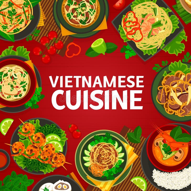 Vietnamese Cuisine Menu Cover, Asian Food Dishes Stock Vector