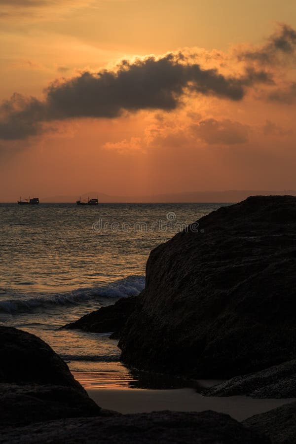 Vietnamese fishing boats in Mui Ne to the sea at sunset. Vietnamese fishing boats in Mui Ne to the sea at sunset