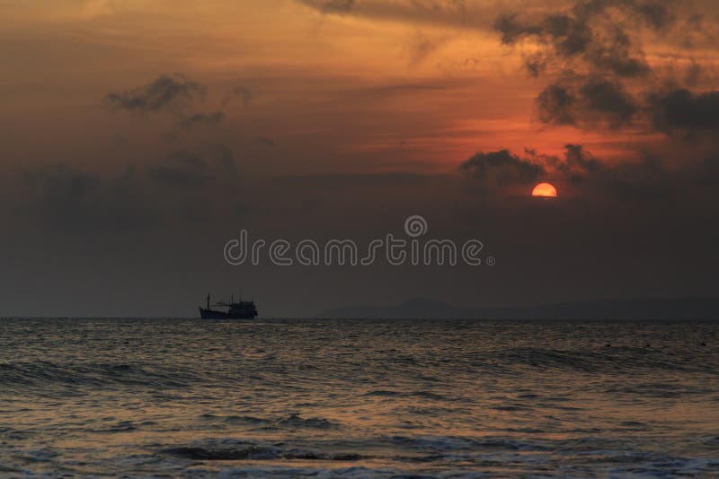 Vietnamese fishing boats in Mui Ne to the sea at sunset. Vietnamese fishing boats in Mui Ne to the sea at sunset