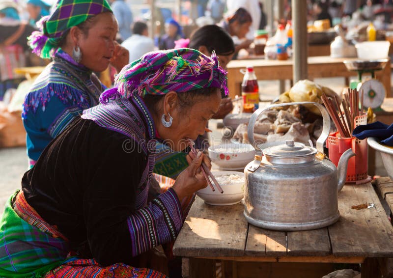 Vietnamese Hmong tribe having meal as breakfast royalty free stock image Vietnamese Hmong tribe having meal as breakfast royalty free stock image