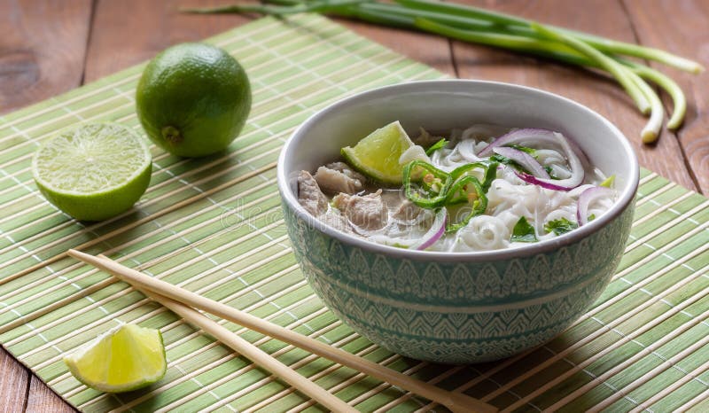 Vietnamese Pho Bo soup rice noodles