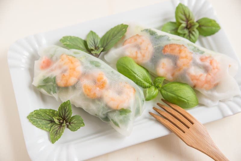 Vietnamese Spring Rolls with Shrimp Stock Image - Image of horizontal