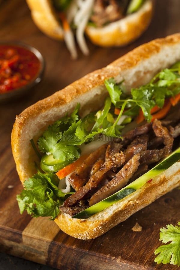 Vietnamesisches Schweinefleisch-Banh-Mi-Sandwich Stockbild - Bild von ...