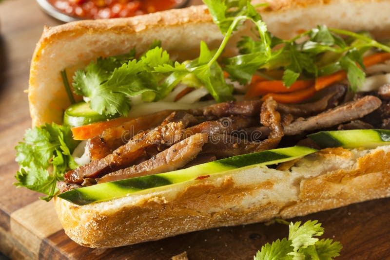 Vietnamesisches Schweinefleisch-Banh-Mi-Sandwich Stockbild - Bild von ...