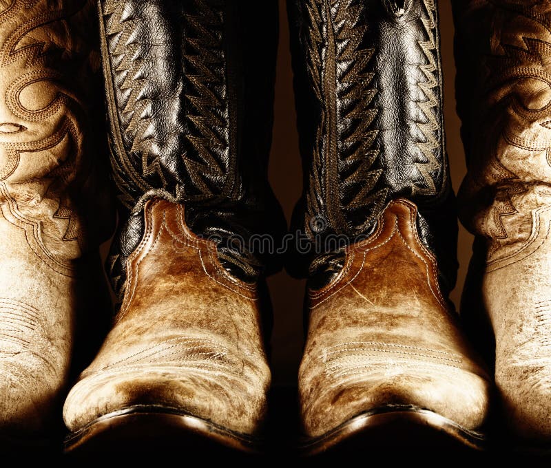 Vieux cowboy Boots - contrasté