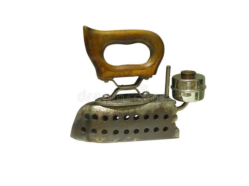 Vieux fer de lissage rouillé antique d'isolement sur le blanc image stock Vieux fer de lissage rouillé antique d'isolement sur le blanc image stock