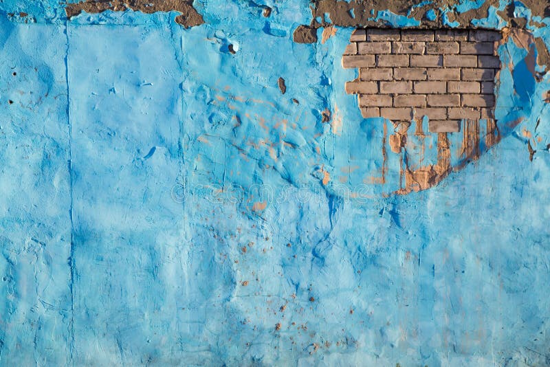 Vieux fond bleu déchiré de mur de brique photographie stock libre de droits Vieux fond bleu déchiré de mur de brique photographie stock libre de droits