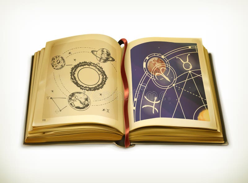 Vieux livre, icône de vecteur d'astrologie illustration stock Vieux livre, icône de vecteur d'astrologie illustration stock