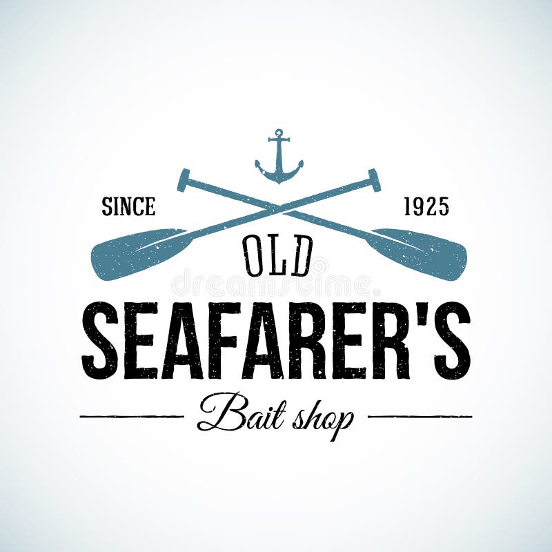 Vieux logo de vecteur de vintage de boutique d'amorce de marins illustration stock Vieux logo de vecteur de vintage de boutique d'amorce de marins illustration stock