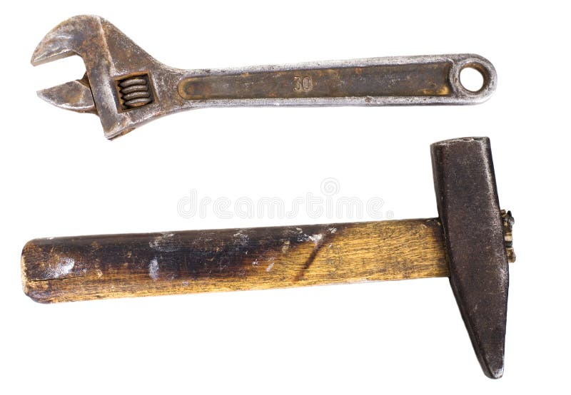 Old dirty tools on a white background. Old dirty tools on a white background