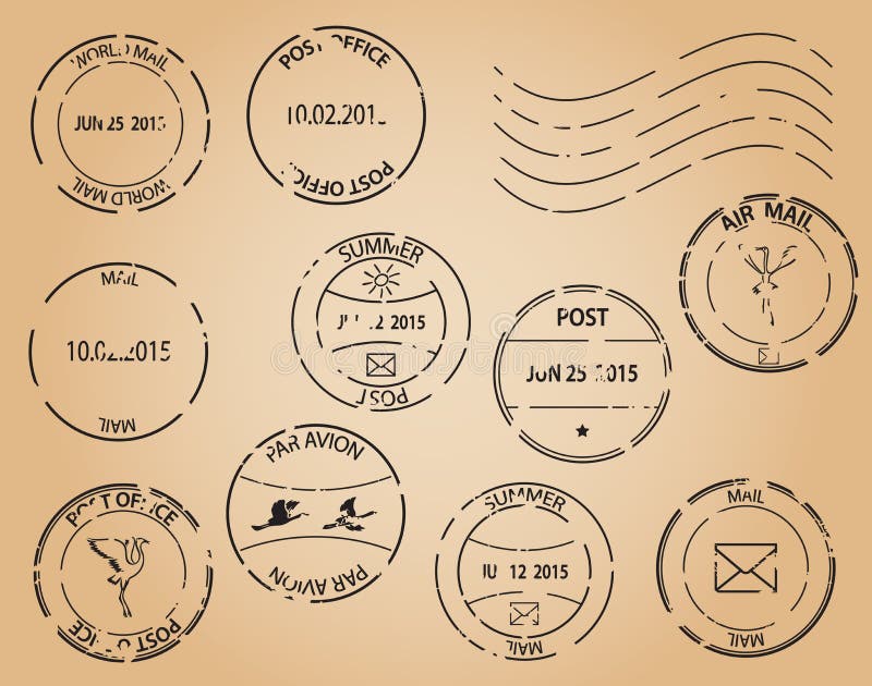 Vieux timbres-poste - éléments noirs illustration stock Vieux timbres-poste - éléments noirs illustration stock