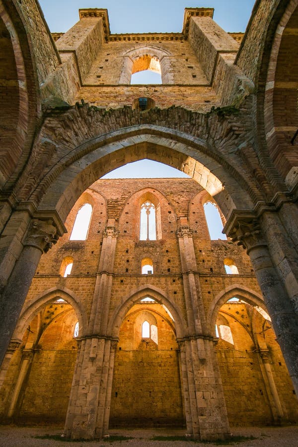 View of Abbey of Saint Galgano, a Cistercian Monastery located in Chiusdino, Tuscany