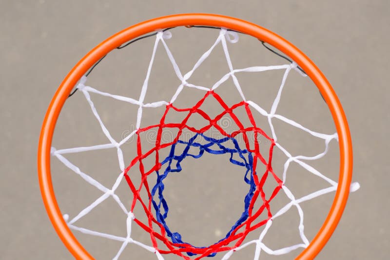 View from above of a basketball net and hoop
