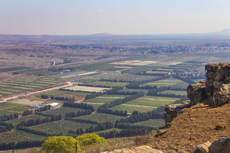 Mount Bental, Israel - OCTOBER 14, 2017: Fortifications on the Golan Heights and a view from above of Mount Bental. Mount Bental, Israel - OCTOBER 14, 2017: Fortifications on the Golan Heights and a view from above of Mount Bental.