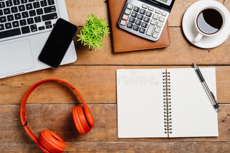 View from above.Office desk table stock image View from above.Office desk table stock image