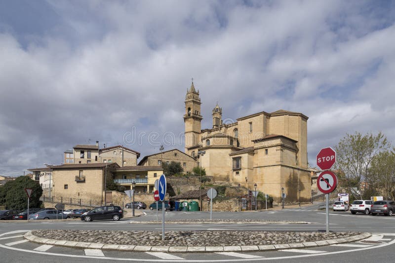 Medieval town from the road, El Ciego, Rioja, Spain royalty free stock photos Medieval town from the road, El Ciego, Rioja, Spain royalty free stock photos