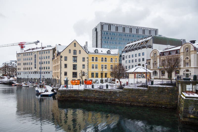 View of Alesund port town. City center. royalty free stock photo View of Alesund port town. City center. royalty free stock photo