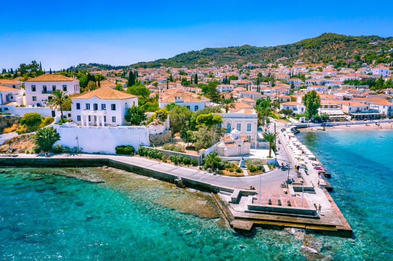 View of the amazing island of Spetses, Greece.