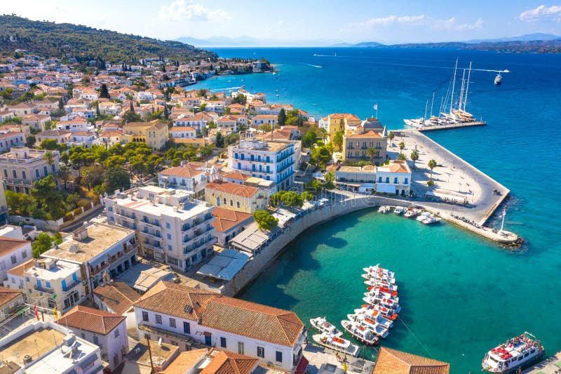 View of the amazing island of Spetses, Greece.