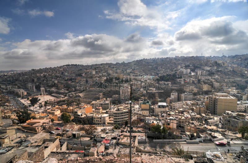 View of Amman, Jordan from the Temple of Hercules on the Citadel. View of Amman, Jordan from the Temple of Hercules on the Citadel