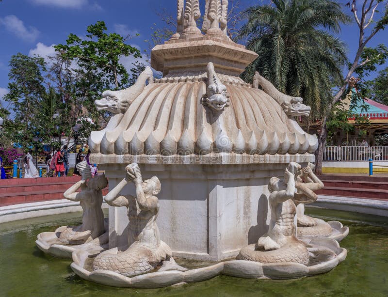 View of Ancient Statues, Sculptures Part of Waterfall Fountain, Chennai