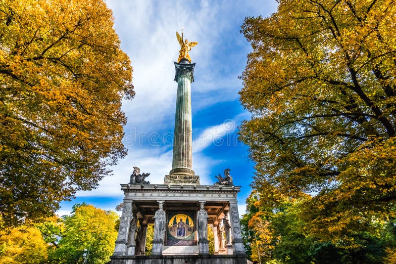 View on Angel of piece statue in autumn, Munich