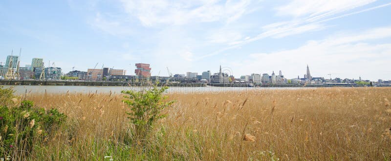 View on Antwerp by the River Scheldt in Flanders, Belgium. View on the center of Antwerp by the River Scheldt in Flanders, Belgium royalty free stock photo View on Antwerp by the River Scheldt in Flanders, Belgium. View on the center of Antwerp by the River Scheldt in Flanders, Belgium royalty free stock photo