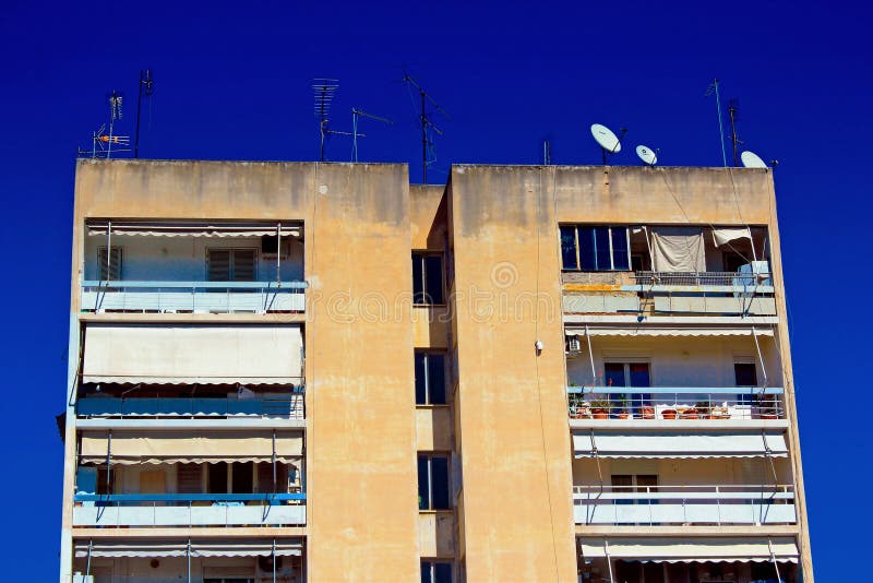View of Apartment Building in Athens, Greece Editorial Stock Image