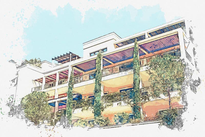 View of an Apartment Building. Stock Illustration Illustration of