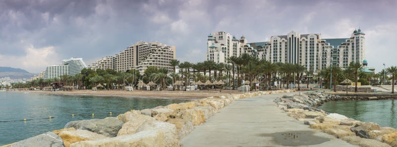 View at the Aqaba Gulf from Eilat, Israel royalty free stock photography View at the Aqaba Gulf from Eilat, Israel royalty free stock photography