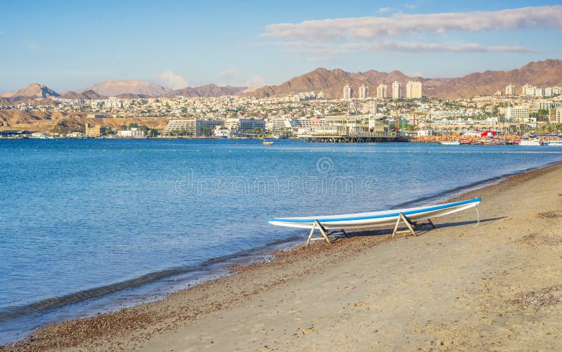 View on the Aqaba gulf and Elat, Israel royalty free stock image View on the Aqaba gulf and Elat, Israel royalty free stock image