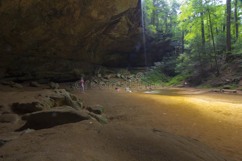 View of Ash Cave in Summer, Hocking Hills State Park, Ohio Stock Image