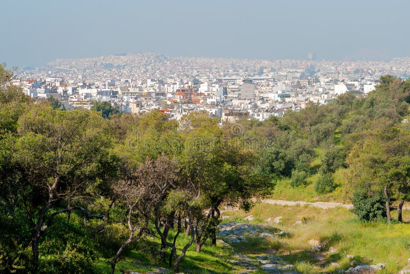 View of Athens from Acropolis, Greece stock images
