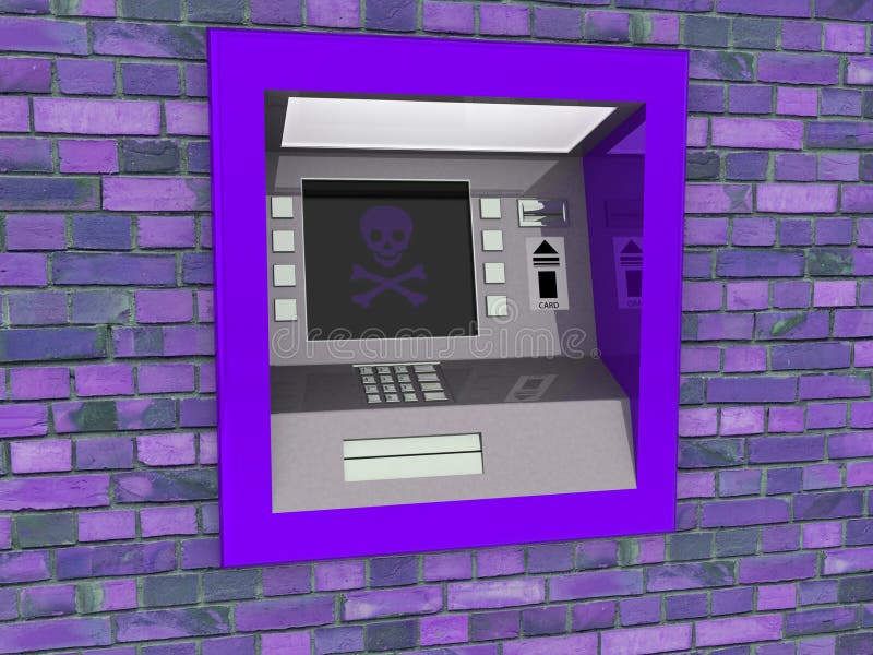 View of ATM in an isolated white background