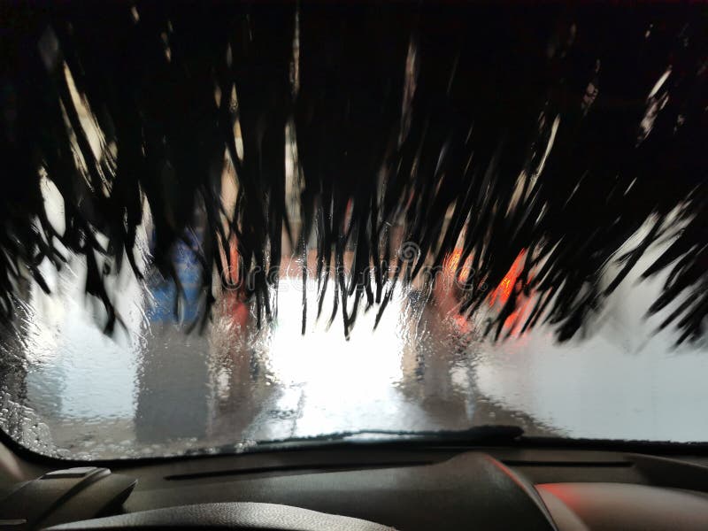 View of an Automatic Car Wash from Inside a Car Stock Image Image of