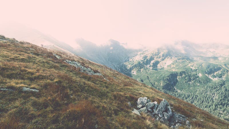 Pohled na Tatry na Slovensku - vintage efekt