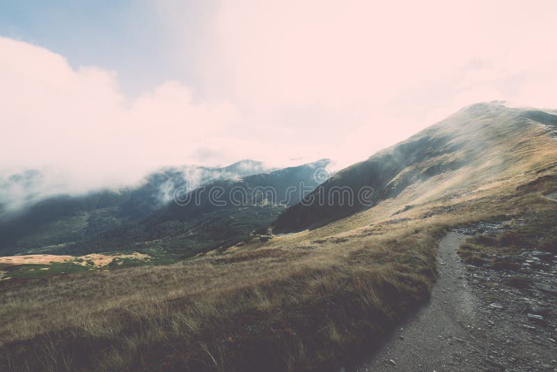 Pohľad na Tatry na Slovensku - vintage efekt