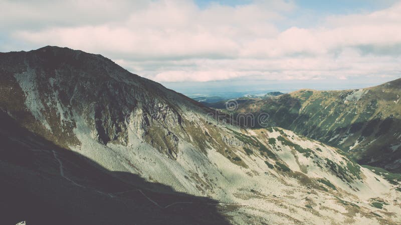 Pohľad na Tatry na Slovensku - vintage efekt