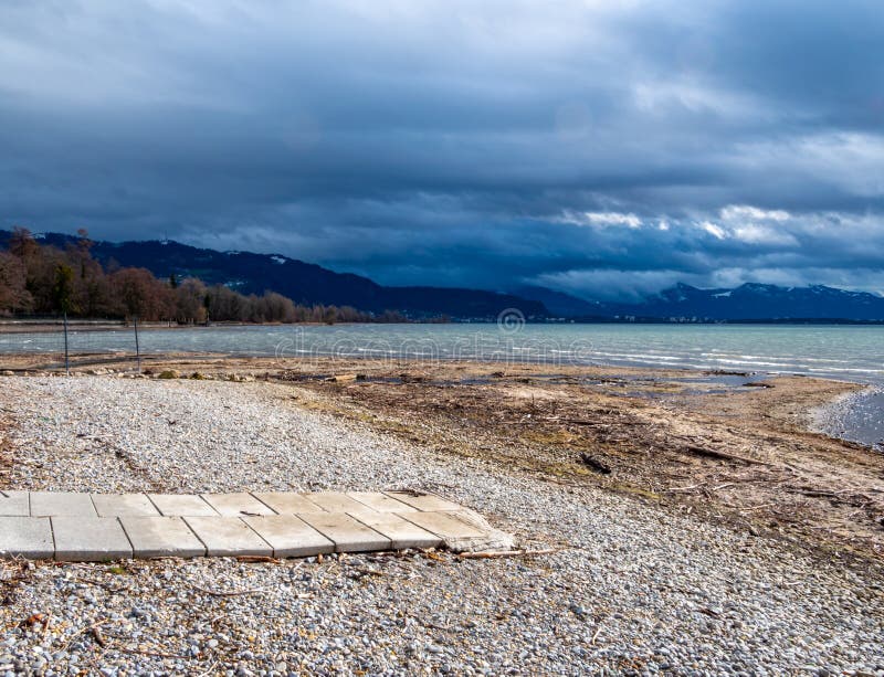 View of the Beach of Lake Constance in Lindau Stock Photo Image of