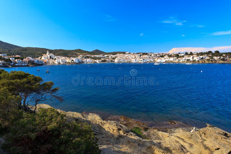 View of Beautiful Spanish Fishing Village Stock Image Image of ocean