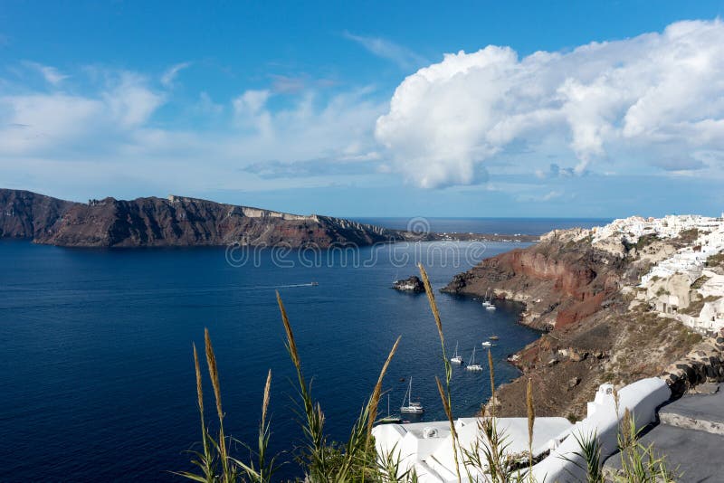 View of the beautiful town Oia on Santorini island stock images View of the beautiful town Oia on Santorini island stock images