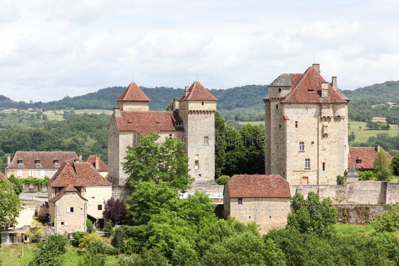 View of the beautiful village Curemonte in Correze