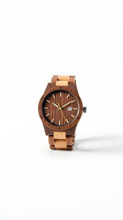 A beautifully crafted wooden watch stock illustration