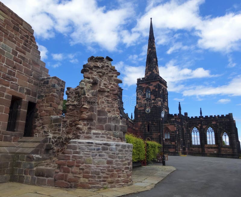 A View of Birkenhead Priory and St. Mary's Tower stock images A View of Birkenhead Priory and St. Mary's Tower stock images