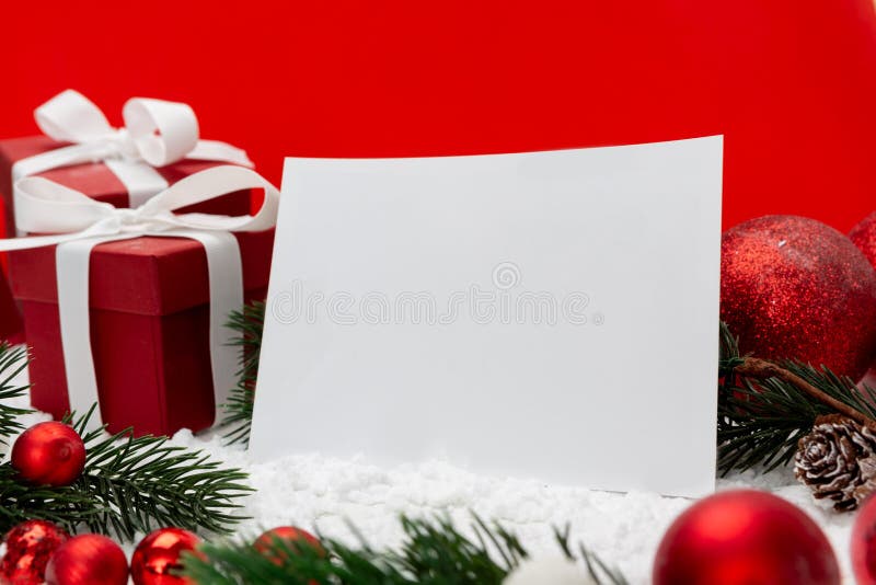 Blank christmas holidays greeting card on a red background. View of a Blank christmas holidays greeting card on a red background stock images Blank christmas holidays greeting card on a red background. View of a Blank christmas holidays greeting card on a red background stock images