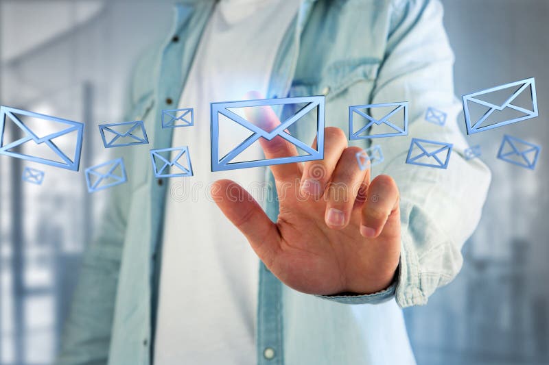Blue Email symbol displayed on a color background - 3D rendering vector illustration