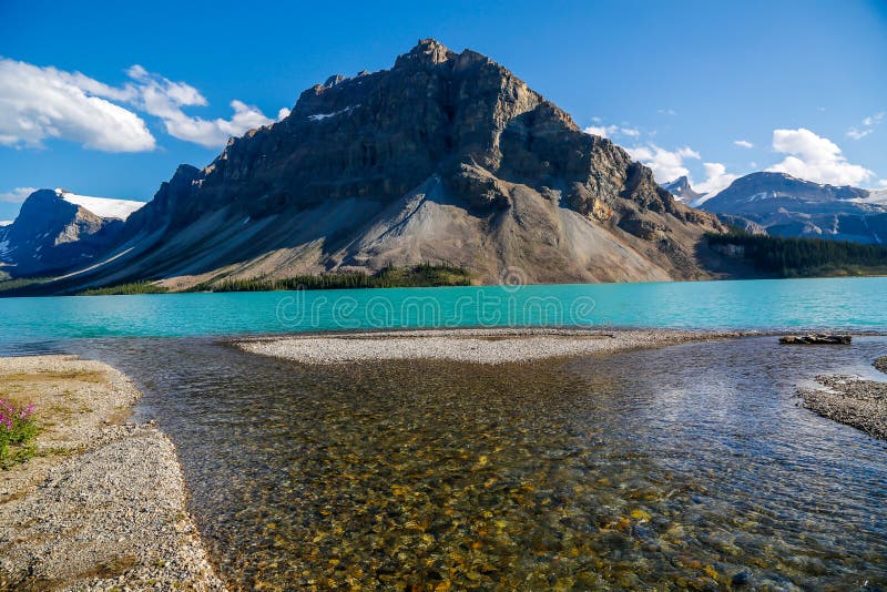 A view of Bow Lake and Crowfoot Mountain in the Canadian Rockies