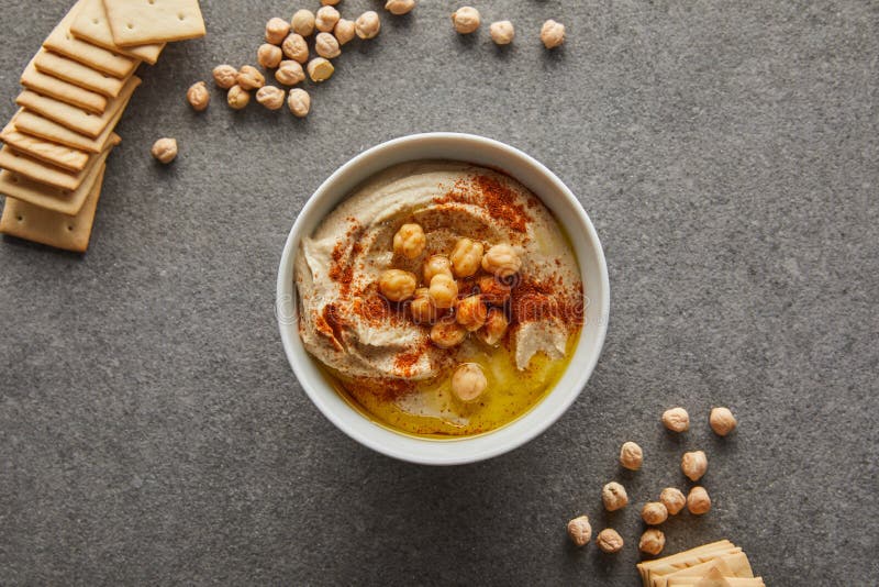 View of Bowl with Delicious Hummus Stock Image - Image of delicious ...